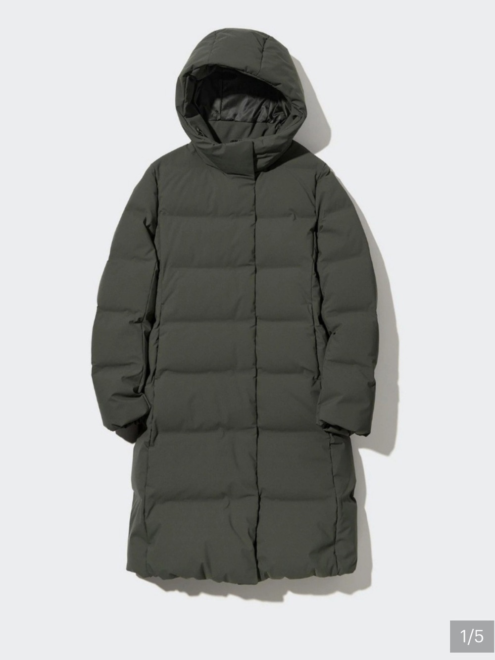 Uniqlo Women’s Hooded Long Puffer Coat - Olive Green